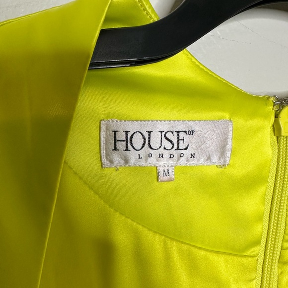 House of CB Marionella Lime Green Yellow Long Sleeve Drape Mini Dress - Picture 6 of 12